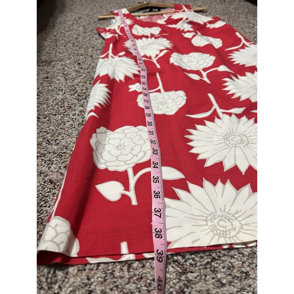 Boden Red Bold Floral Cotton V Neck Knee Length Dress Women Size 10R - Picture 6 of 8